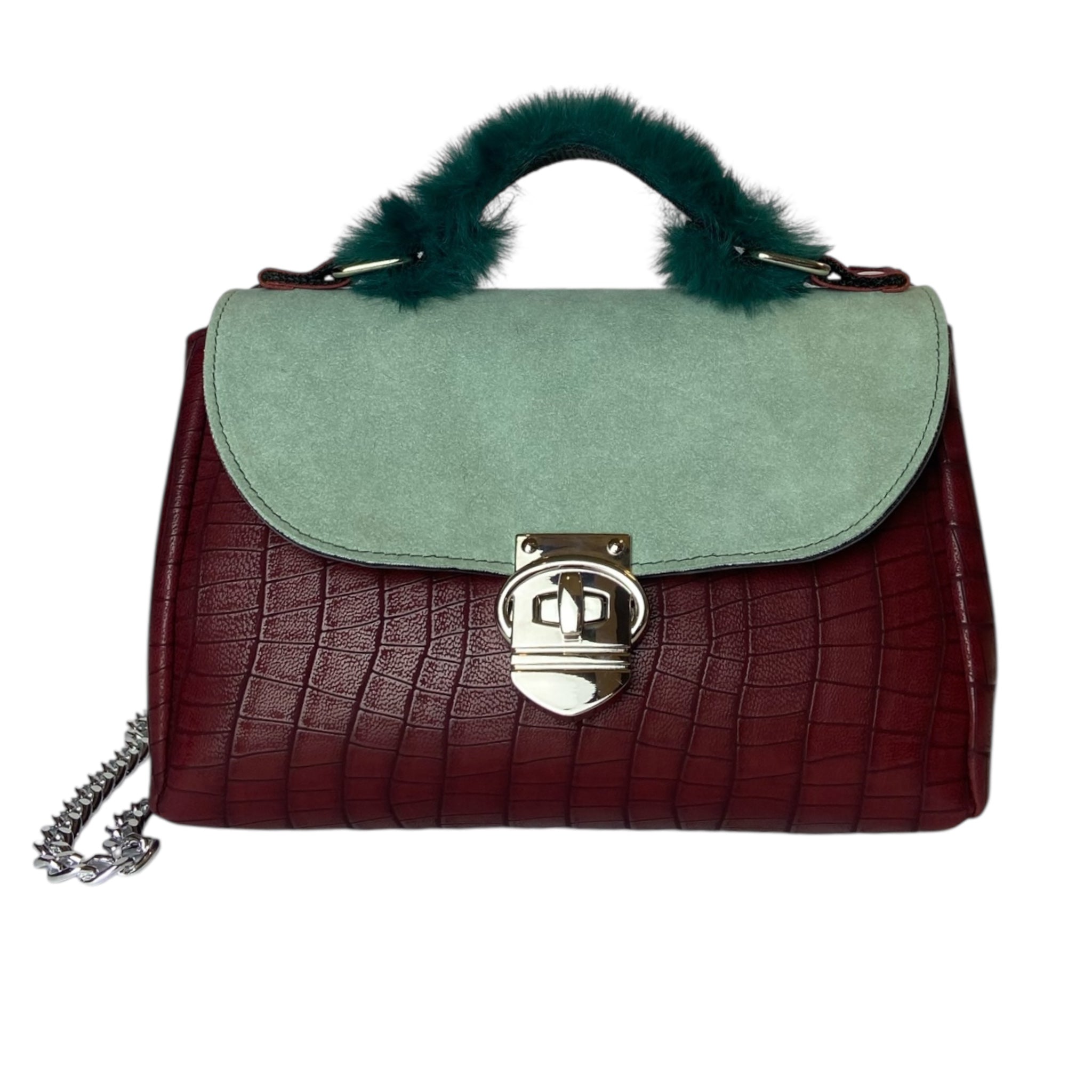 AI25-B25-001-mini-miura-bordeaux-verde-salvia-borsa-donna-mano-tracolla-fronte Ai25 b25 001 mini miura bordeaux verde salvia borsa donna mano tracolla fronte