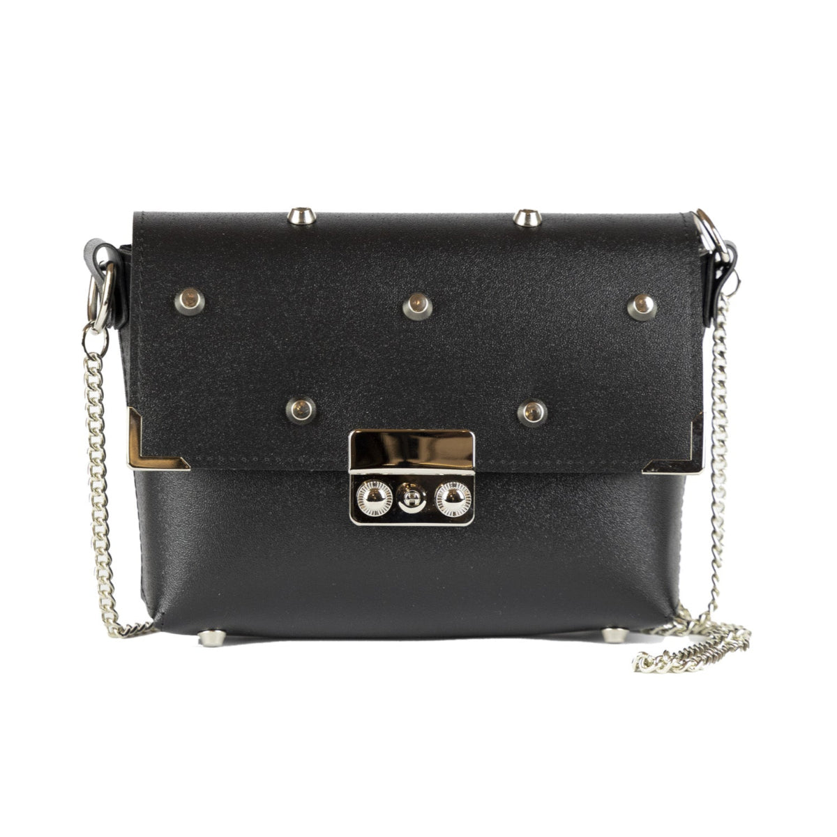 GLRK-B02-001-borsa-PVC-tracolla-vegan-nera-borchie-rock-fronte Glrk b02 001 borsa pvc tracolla vegan nera borchie rock fronte